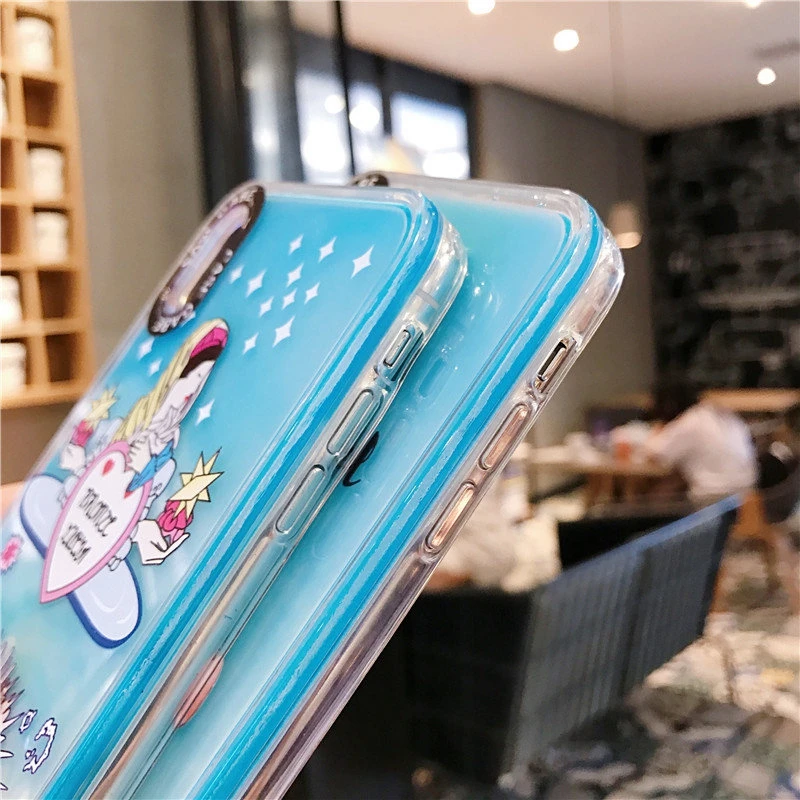 AKBKTII для iPhone 7 Quicksand жидкий светящийся неоновый песочный чехол XS Max XR 8 6s Plus светится