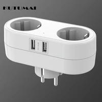 kutumai european electrical sockets outlets expander wall 2 ac outlets and 2 usb ports wall power strip travel adapter for home