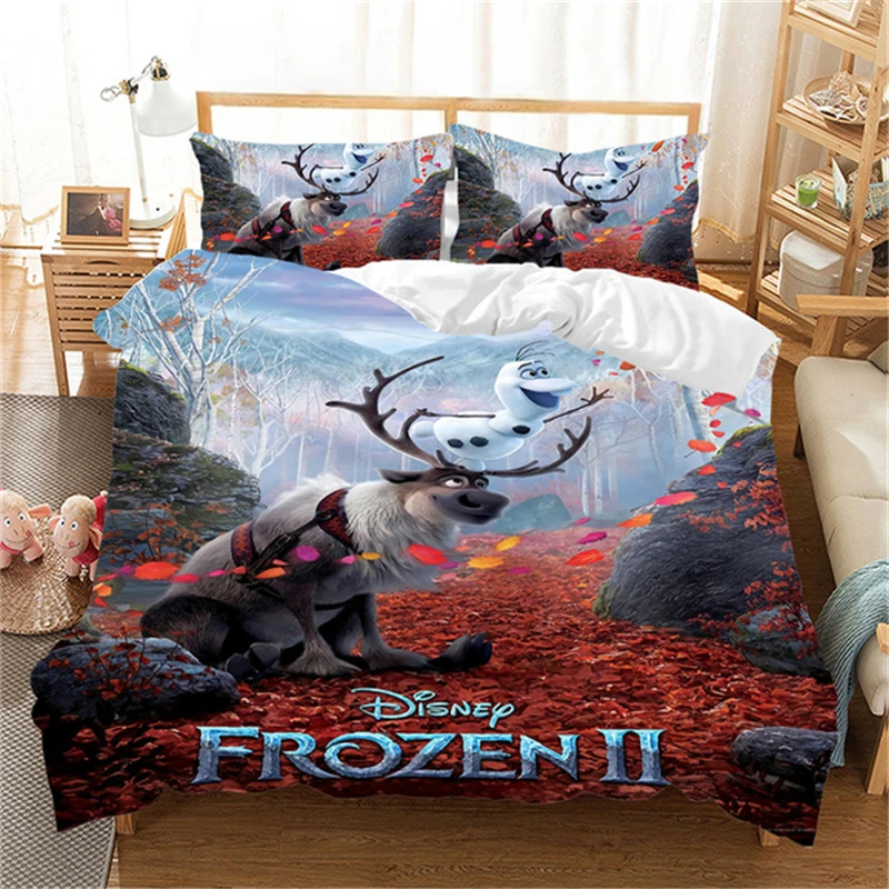 

Комплект постельного белья Frozen2 с изображением Анны и Эльзы, двуспальный комплект для девочек, пододеяльник, наволочки, одеяло, Комплект пос...