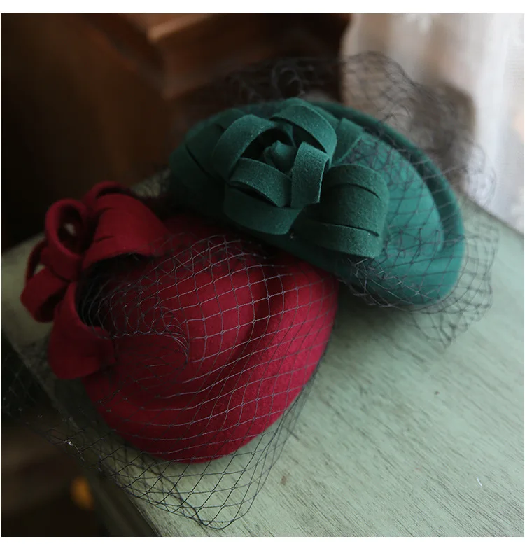 

Fascinators For Women Elegant Flower Pillbox Hat Wool Felt Hats Retro Wedding Dress Fedoras Church Ladies Formal Caps