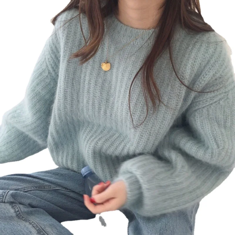 

Женский свитер 2021, пуловер, женская вязаная нарукавная свободная элегантная вязаная толстая верхняя одежда с длинным рукавом, женские зимн...