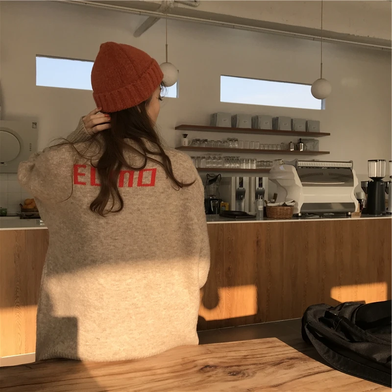 Зимняя одежда корейский женский свитер осенний с рисунками из мультфильмов