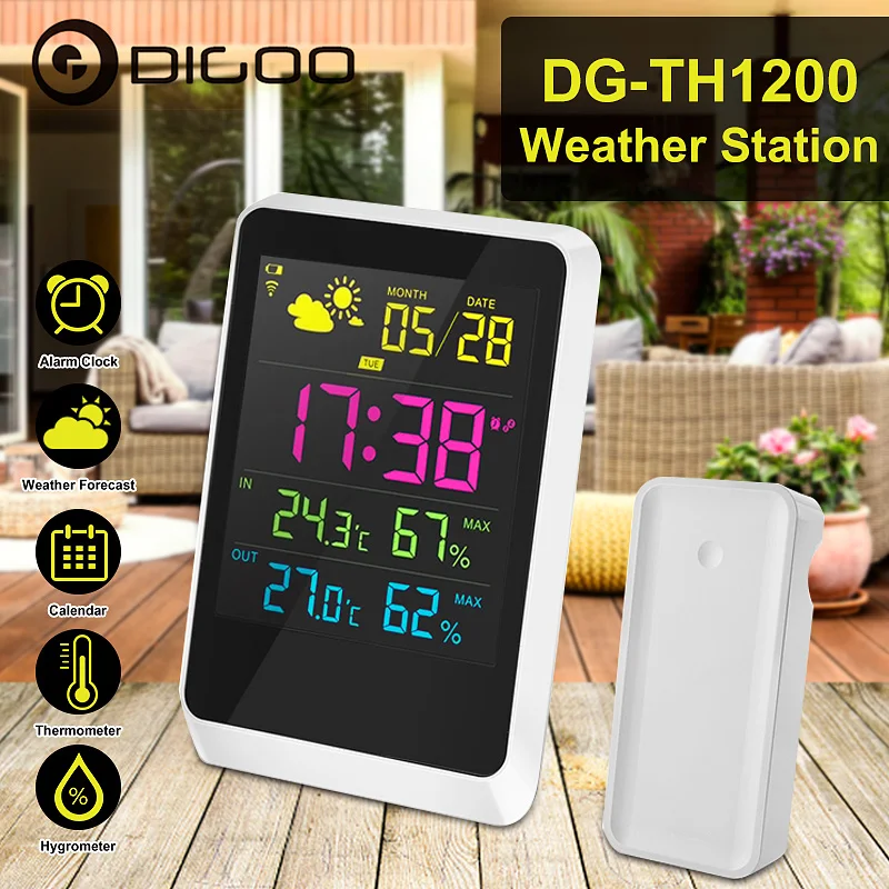 DIGOO Беспроводная метеостанция домашняя HD цифровой термометр-гигрометр, измеритель температуры и влажности в помещении, с подсветкой