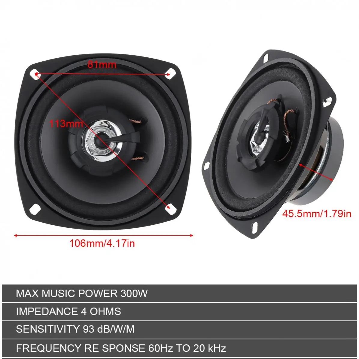 1 Piece 4 Inch 300W 2-Way 93dB Car HiFi Coaxial Speaker Vehicle Door Auto Audio Music Stereo Full Range Frequency Speakers | Автомобили и