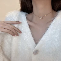 davini golden butterfly pendant necklace female shiny clavicle chain choker necklace fashion korean jewelry party gift mg285