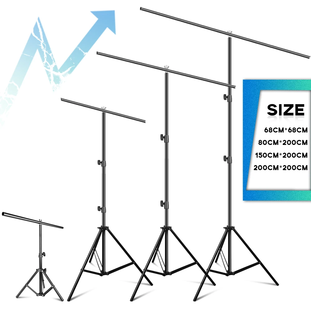 

Photo Studio Metal T-Shape Backdrop Background Stand Frame Support System Kit Adjustable Tripod For Video Chromakey Green Screen