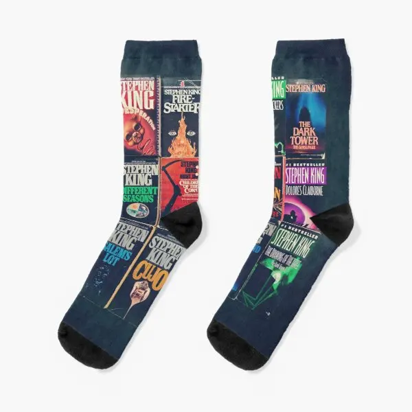 

Stephen King Book Fronts Crew Socks Black Mens Women Knee High Best Ankle
