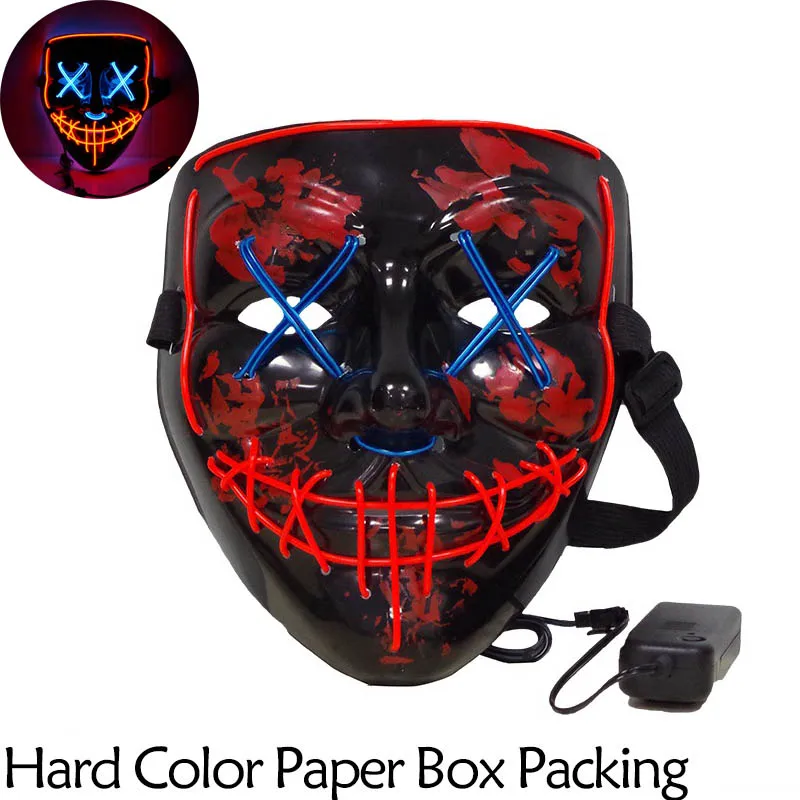 C-C-COLOR BOX Маска на Хеллоуин, светодиодный светильник, Вечерние Маски, маска для продувки, веселые маски, карнавальный костюм, светящиеся в темноте - Цвет: C-C-COLOR BOX