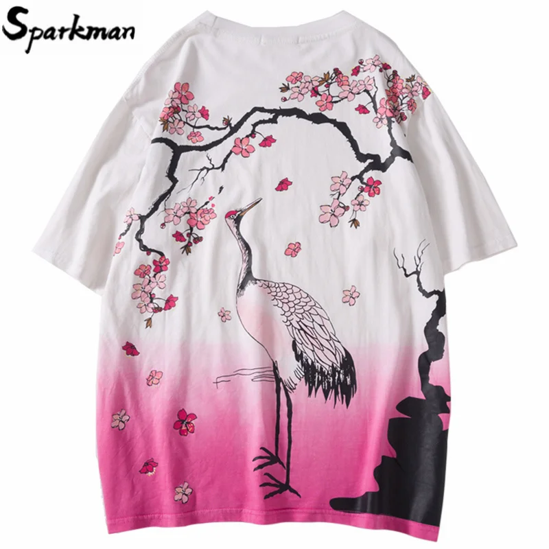 2019 хип хоп Мужская футболка уличная японская градиентная Футболка Harajuku Sakura Cherry
