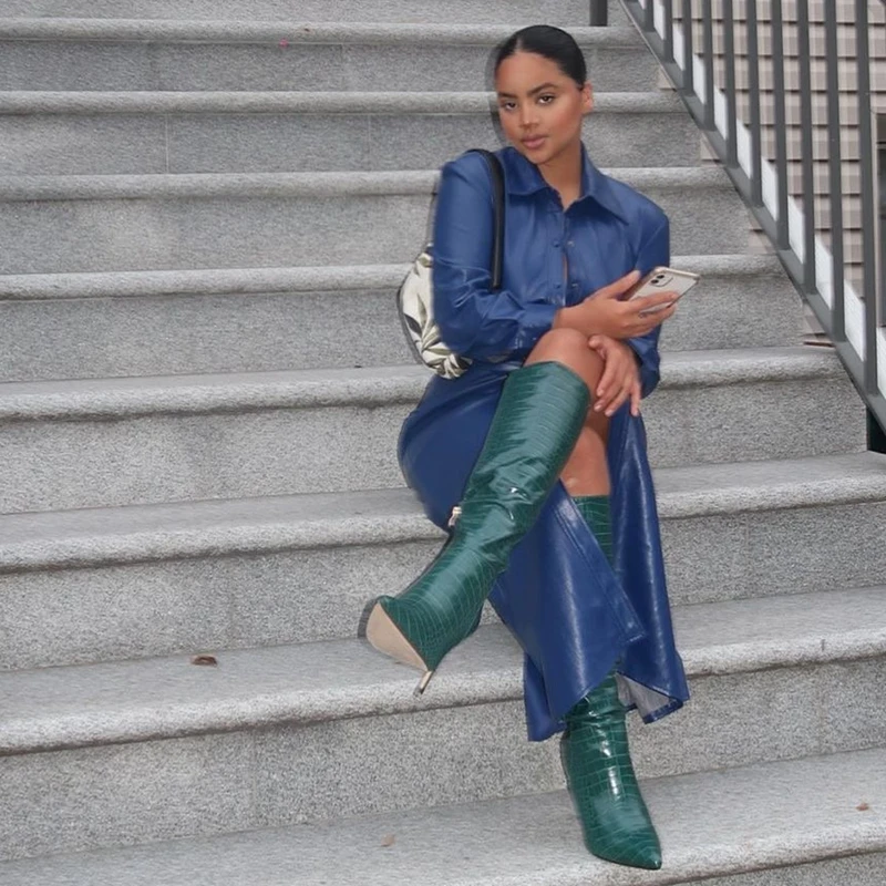 

HAOYUAN PU Leather Trench Coat for Women Autumn Winter Clothes Black Plus Size Elegant Soft Faux Leather Long Coats and Jackets