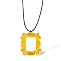 friends tv show necklace peephole frame pendant door yellow enamel necklace classic jewelry accessories gift necklaces women