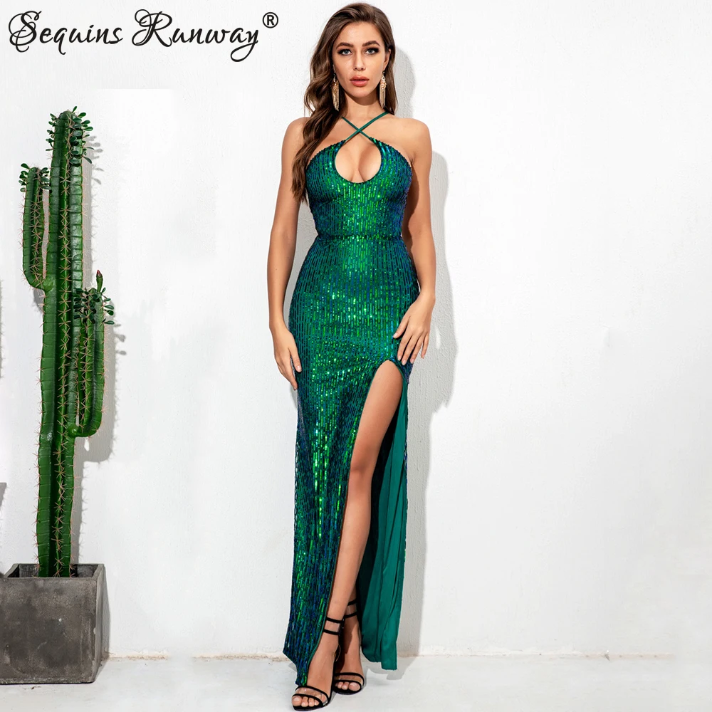 Сексуальное Женское Платье макси с открытой спиной и блестками женское летнее