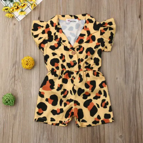 США в наличии летняя одежда для маленьких девочек леопардовый комбинезон с