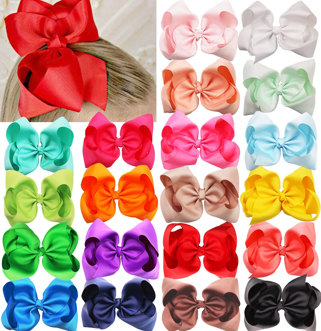 

22 шт./лот 8 "корсажная лента, большие банты для волос для девочек, зажим «Аллигатор», зажимы для волос с бантом для девочек-подростков, детские заколки для волос