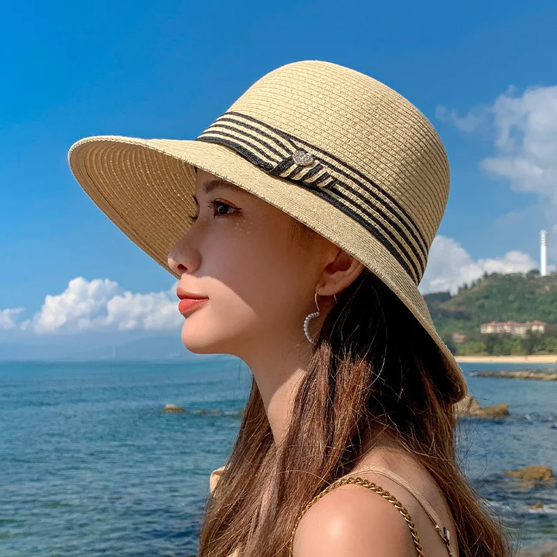 

Новинка европейские и американские ремни Стразы с узелком весенние и летние пляжные для отдыха Солнцезащитная шляпа с защитой от солнца же...