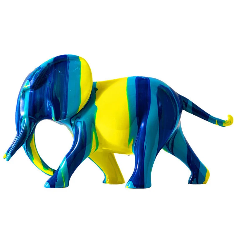 

Home Decoration Ornaments Nordic Contrast Color Elephants Sculpture Desktop Display Furnishings Fengshui Figurines Lucky Mascot