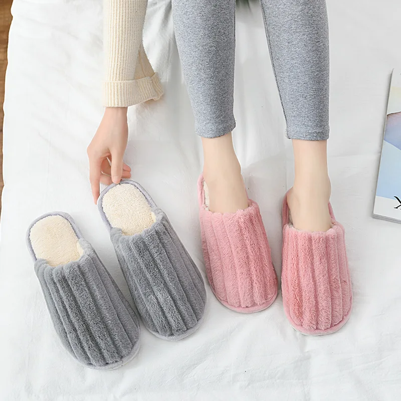 Зимние теплые меховые тапочки Женские и мужские для мальчиков девочек Домашняя