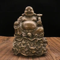8chinese folk collection old brass patina ingots maitreya sitting buddha gather wealth office ornaments town house exorcism