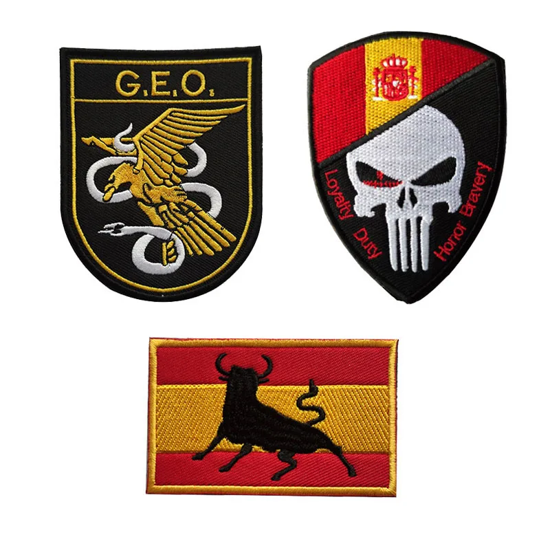 

Spanish Punisher Embroidered Velcro Geo Logo Badge Eagle and Snake Armband Anti-terrorism Task Force Military Tactical Patch