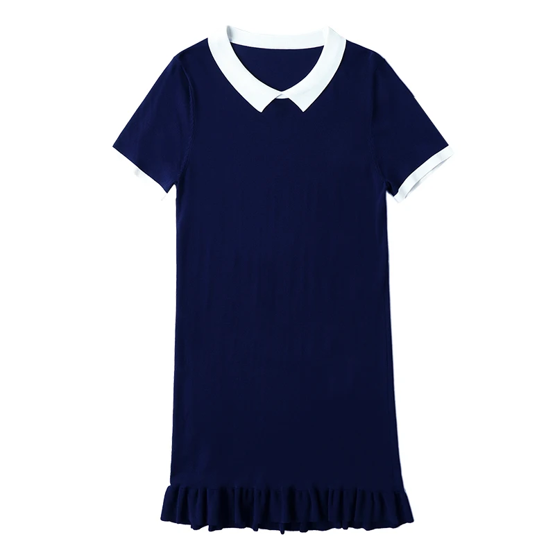 

Solid Short Sleeve Dress 2021 Summer Clothes For Women Lapel Soft Knitting Pullover Casual Women Dresses