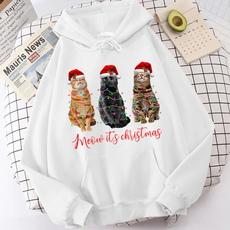 

Merry Christmas Printed Women Sweatshirts Oversized Hoodie Winter Casual Long Sleeve Loose Sudaderas Tops Santa Claus Hoodies