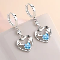 kofsac new 925 sterling silver earring lady jewelry creative cute antler zircon earrings for women christmas accessories gifts