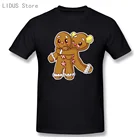Футболка мужская с имбирным пряничным хлебом, Рождественская забавная белая короткая рубашка с принтом печенья для пар