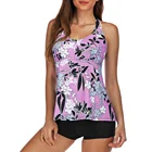 Цветочный Танкини, женский купальник из двух предметов, пуш-ап, купальный костюм большого размера для девушек, серая пляжная одежда, летняя одежда для плавания, sbort