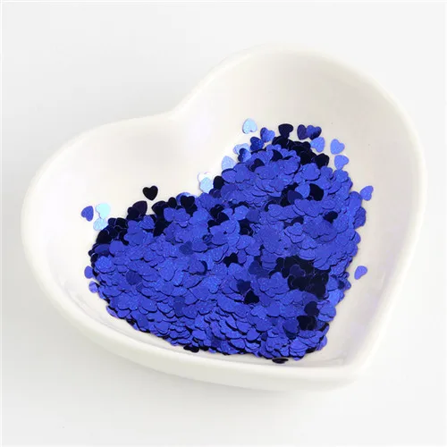 Blue Экологичный ПЭТ 3 мм ультратонкий Сердце блестка для ногтей смешанные голографические лазерные серебряные блестки пайетки для рукоделия украшения ногтей 8 г - Цвет: Blue
