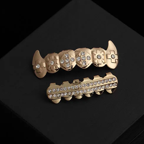 Новые ювелирные изделия для зубов серебро/золото циркон зубы Grillz хип-хоп ЗУБЫ