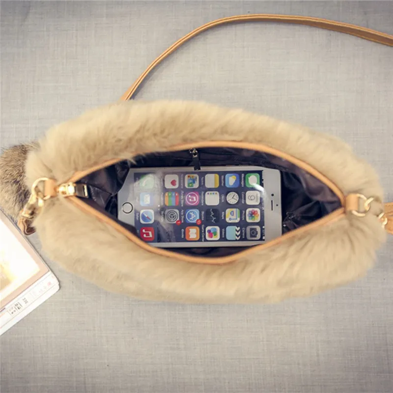 Зимние Модные женские туфли из искусственной кожи плюшевая сумка на плечо