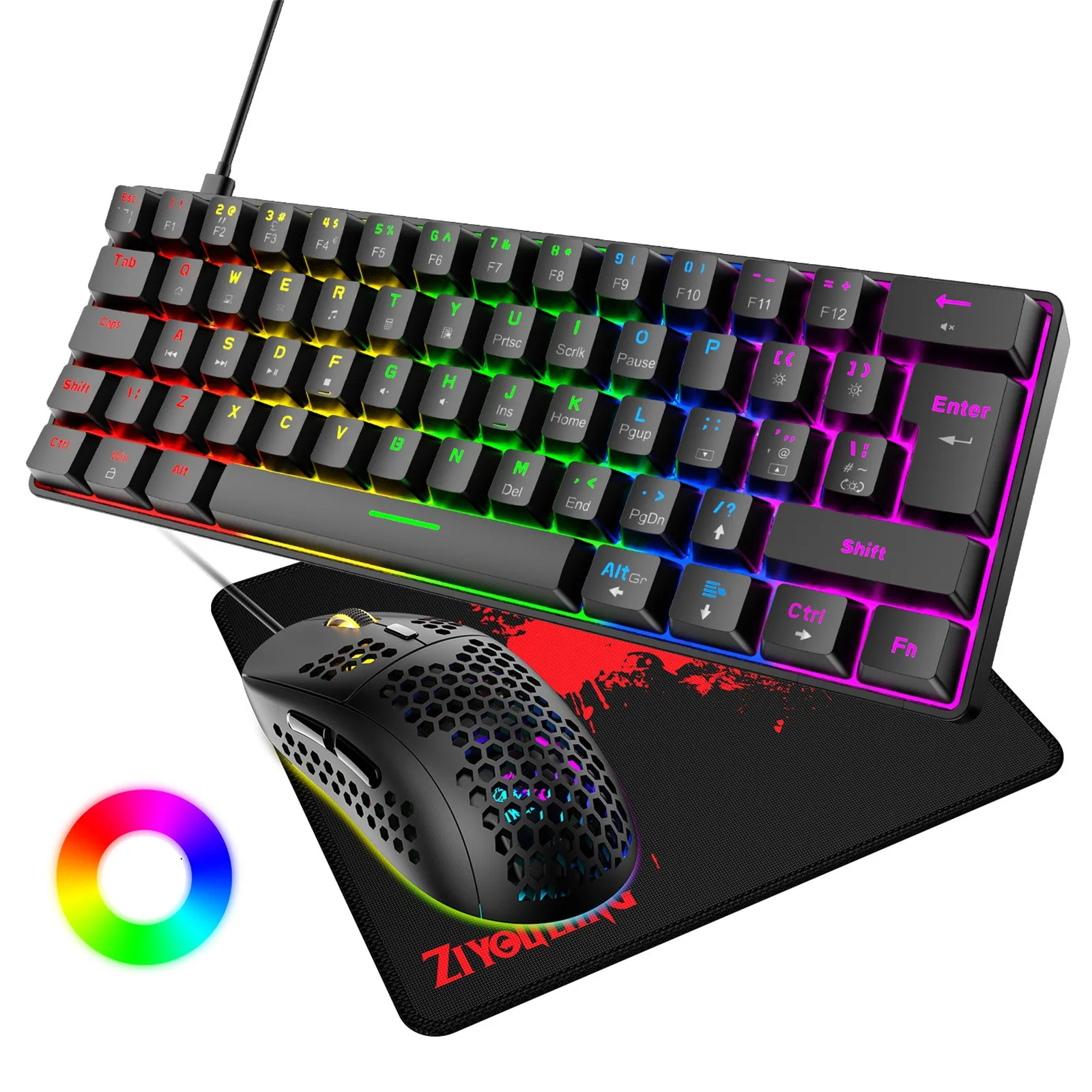 

T60 62 Keyswired Mechanical Gaming Keyboard And Mouse Combo+mouse Pad Red Axis Teclado Gamer