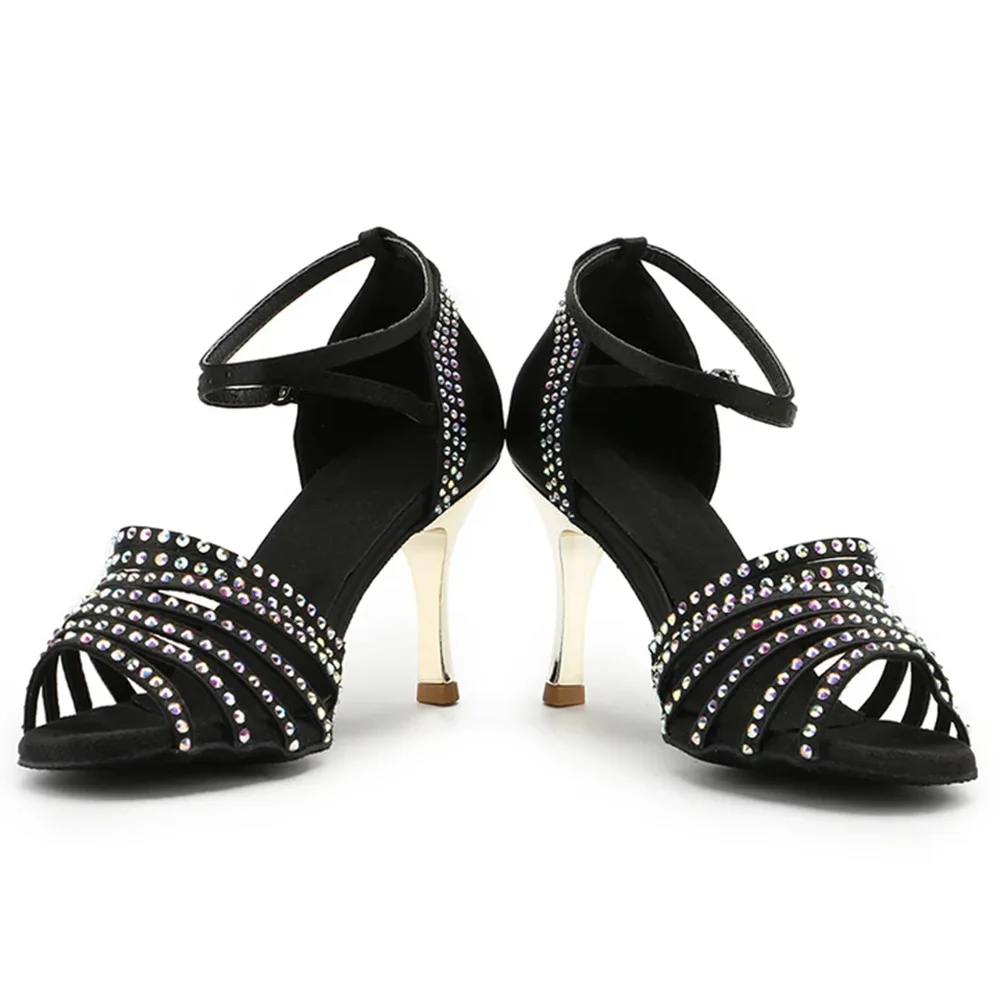 Women Luxury  Rhinestone Latin Dance Shoes Ballroom Black Bridal Shoes Dancing Shoes Party Sandals Salsa Dance high heel shoes
