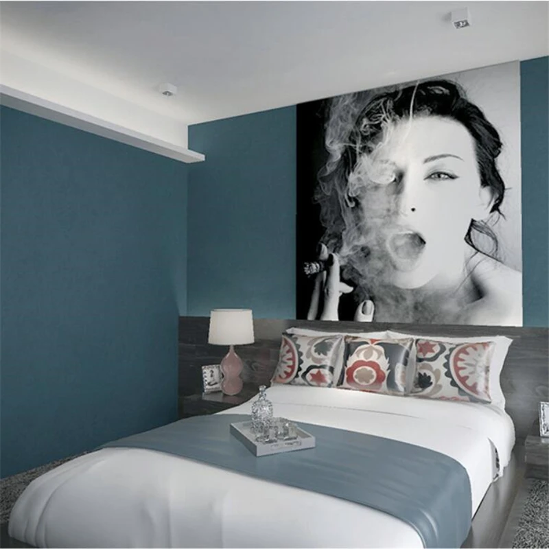 Wellyu темно синие обои в скандинавском стиле серый синий чистый цвет современный