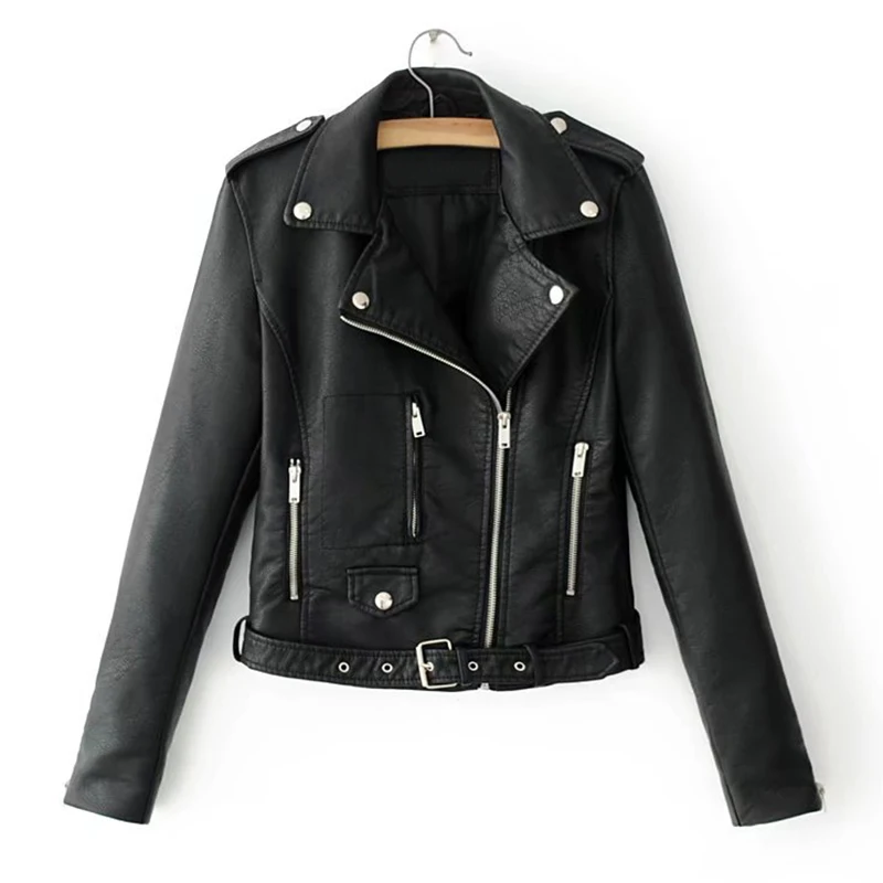 

Motorcycle PU Leather Jacket Women Winter And Autumn New Fashion Coat 5 Colors Zipper Outerwear jacket New 2019 Coat