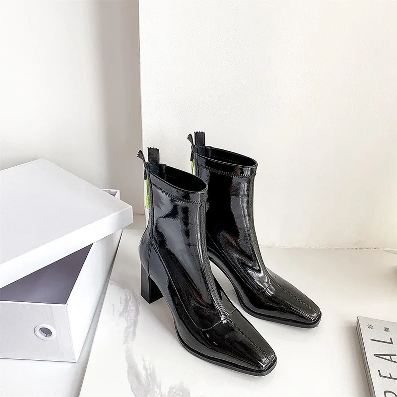 

2020 Winter Women's Ankle Boots Platform Round Toe Thick Heels Pumps Newest Wedding Party Shoes Woman Heels
