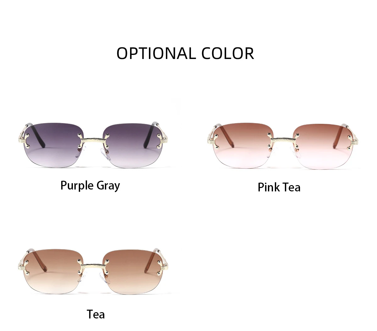 

Small Rectangle Sunglasses Female Rimless Square Sun Glasses for Women 2021 Fashion Style Clear Ocean Lens UV400 Luxury Designer