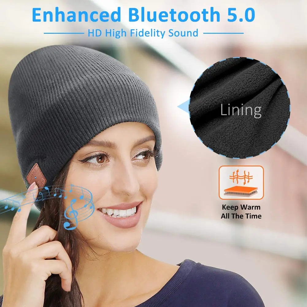 Шапка бини с Bluetooth 4 2 наушники встроенные стереодинамики Рождественский подарок