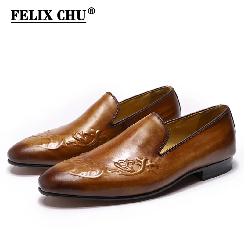 Уличные модные мужские лоферы FELIX CHU коричневые повседневные деловые туфли без