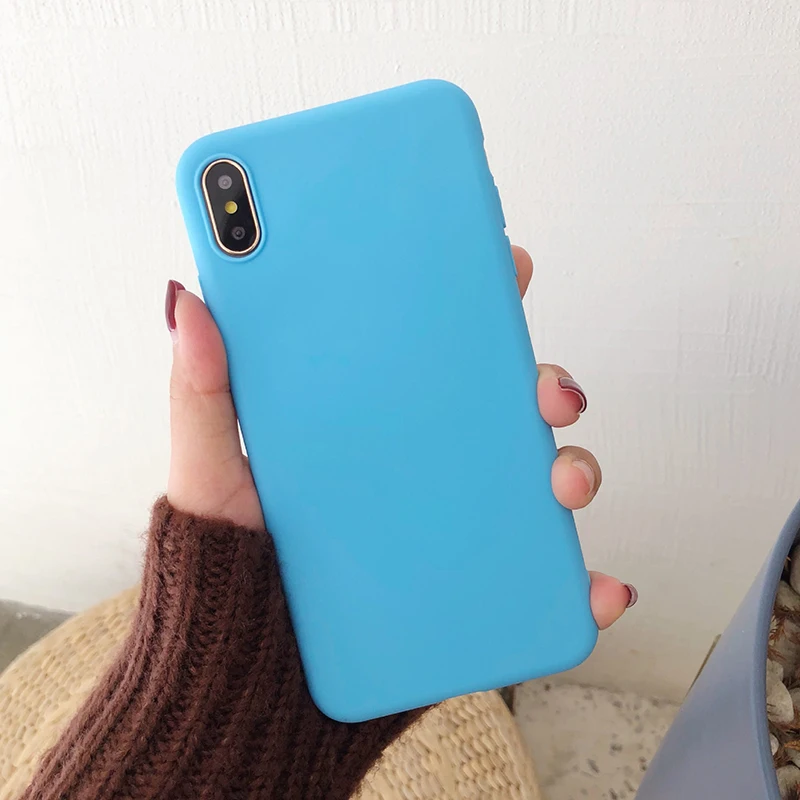 Роскошные леденцового цельного цвета Цвет Тонкий чехол для samsung Galaxy J4 J6 плюс J8 J3 J5 J7 J2 J5 J7 Grand Prime мягкий чехол для телефона - Цвет: SKY Blue TPU
