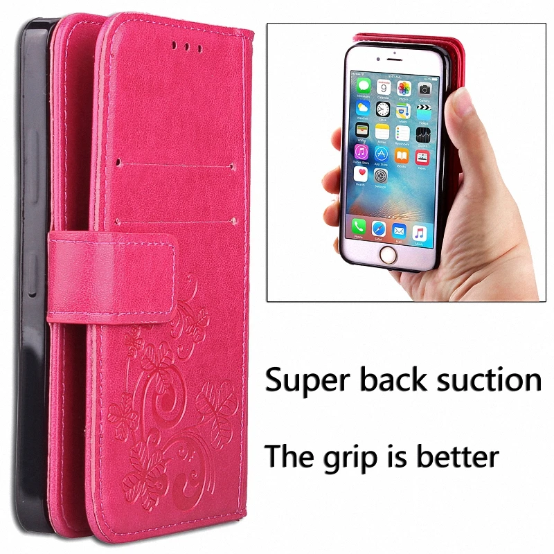flower phone stand case for iphone 7 6 6s 8 plus x xs 11 pro max xr magnetic buckle floral case flip card holder wallet cover free global shipping