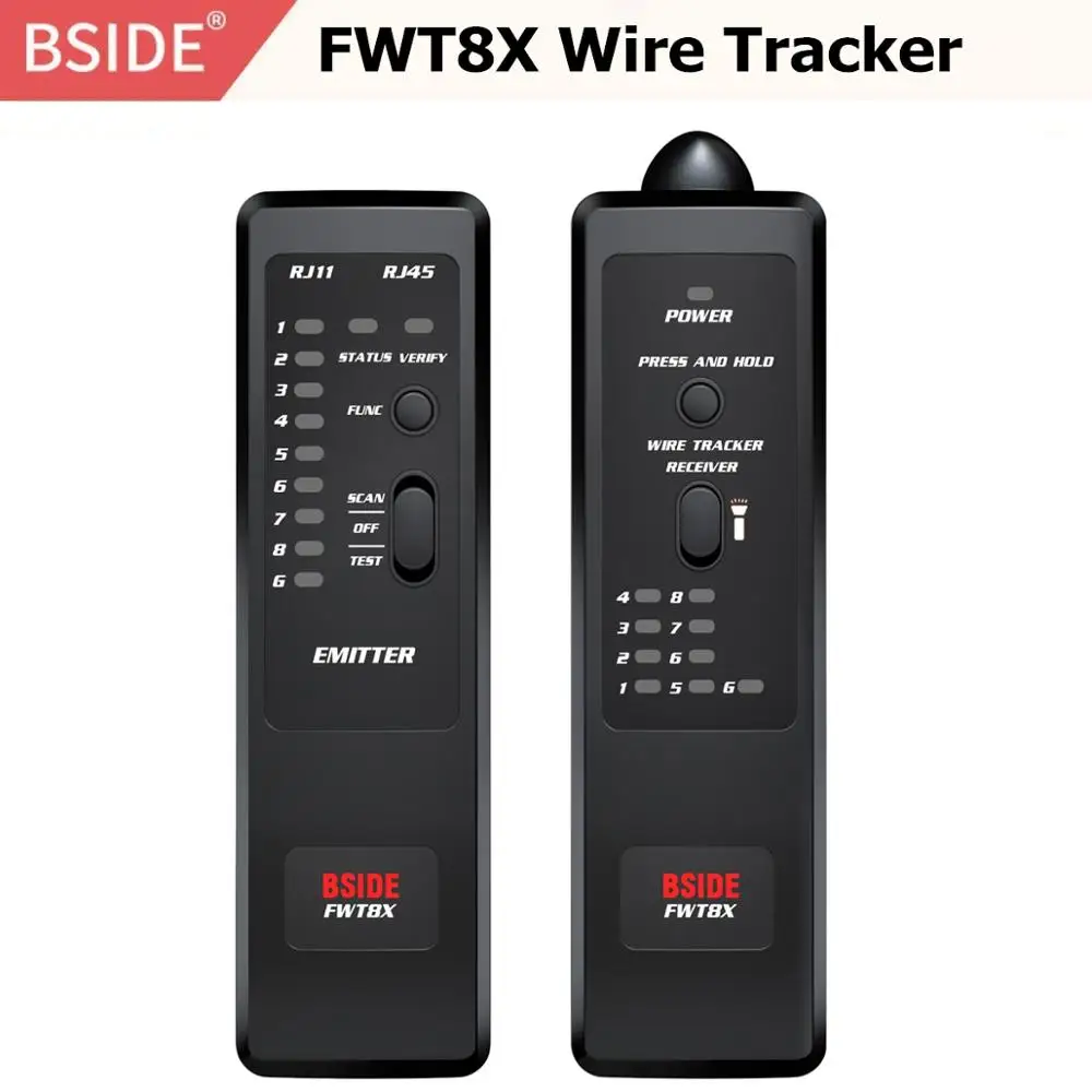 

BSIDE FWT8X Dual Mode Network Wire Tracker Cable Toner RJ45 RJ11 Accurate Ethernet LAN Tracer Analyzer Detector Line Finder