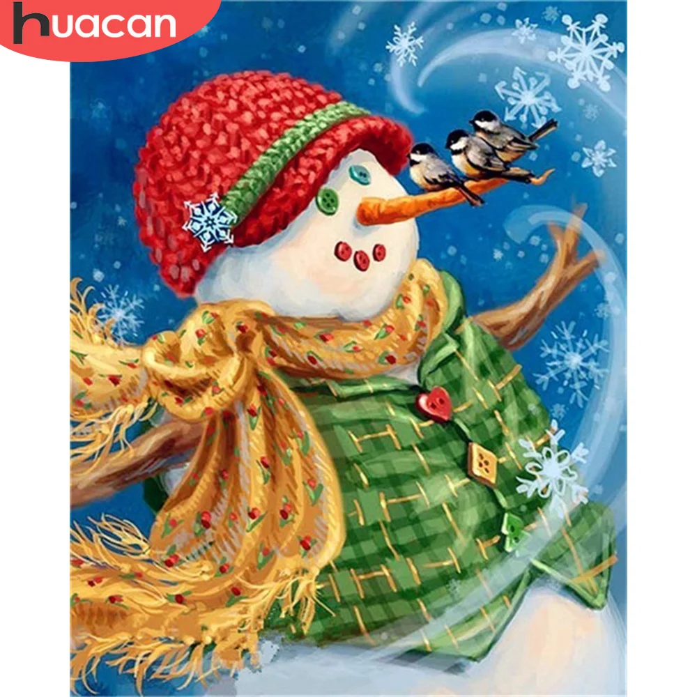 

HUACAN 5D DIY Diamond Painting Snowman Picture Of Rhinestone Full Square Diamond Embroidery Christmas Home Decoration