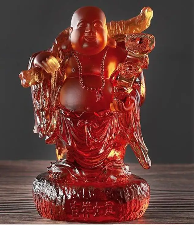 Статуя Будды Maitreya большая стеклянная Сумочка для денег Смеющийся Будда