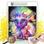 Алмазная живопись, Мультяшные Красочные животные дракона 5D, сделай сам, квадратная, круглая вышивка, ручная мозаика, набор для фото, настенная наклейка, Декор