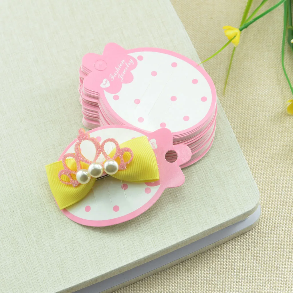 

50x Strawberry Shape Paper Hair Bow Hair Clip Holders Packaging Display