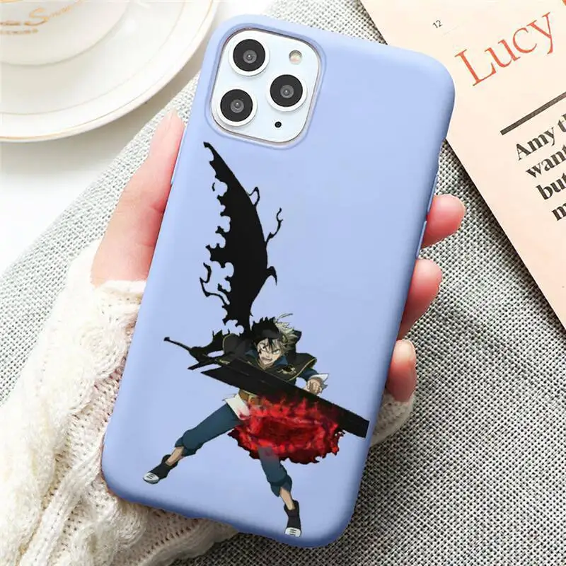 

Japan anime Black Clover Phone Case Candy Color for iPhone 6 7 8 11 12 s mini pro X XS XR MAX Plus