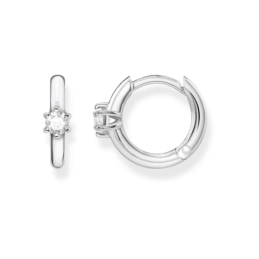 Single CZ Creole Dots Beads Hoop Earrings for Women 925 Silver Fashion Bohemia High Quality Round Ear Jewelry Accessories Gifts Wholesale - Окраска металла: Single CZ