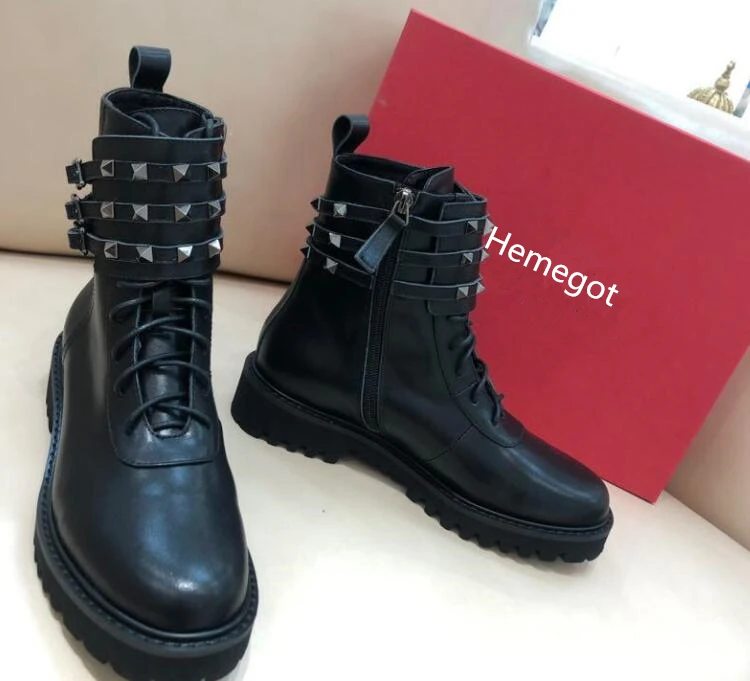 Женские кожаные ботинки модная женская обувь роскошная с заклепками женские