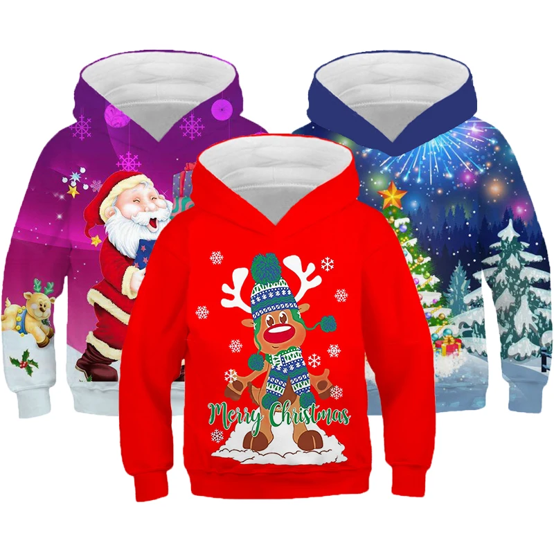 

Christmas Hoodies Sweatshirt For Girls 4-14 Years Cute Cartoon Snowman Kids Clothes New Year Children Birthday Present